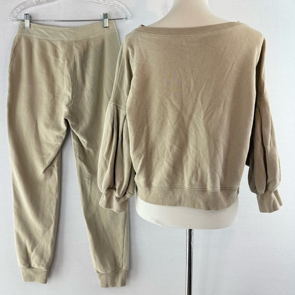 SOMETHING NAVY Beige Balloon Sleeve Sweatshirt and Lounge Pants Set - Picture 13 of 16